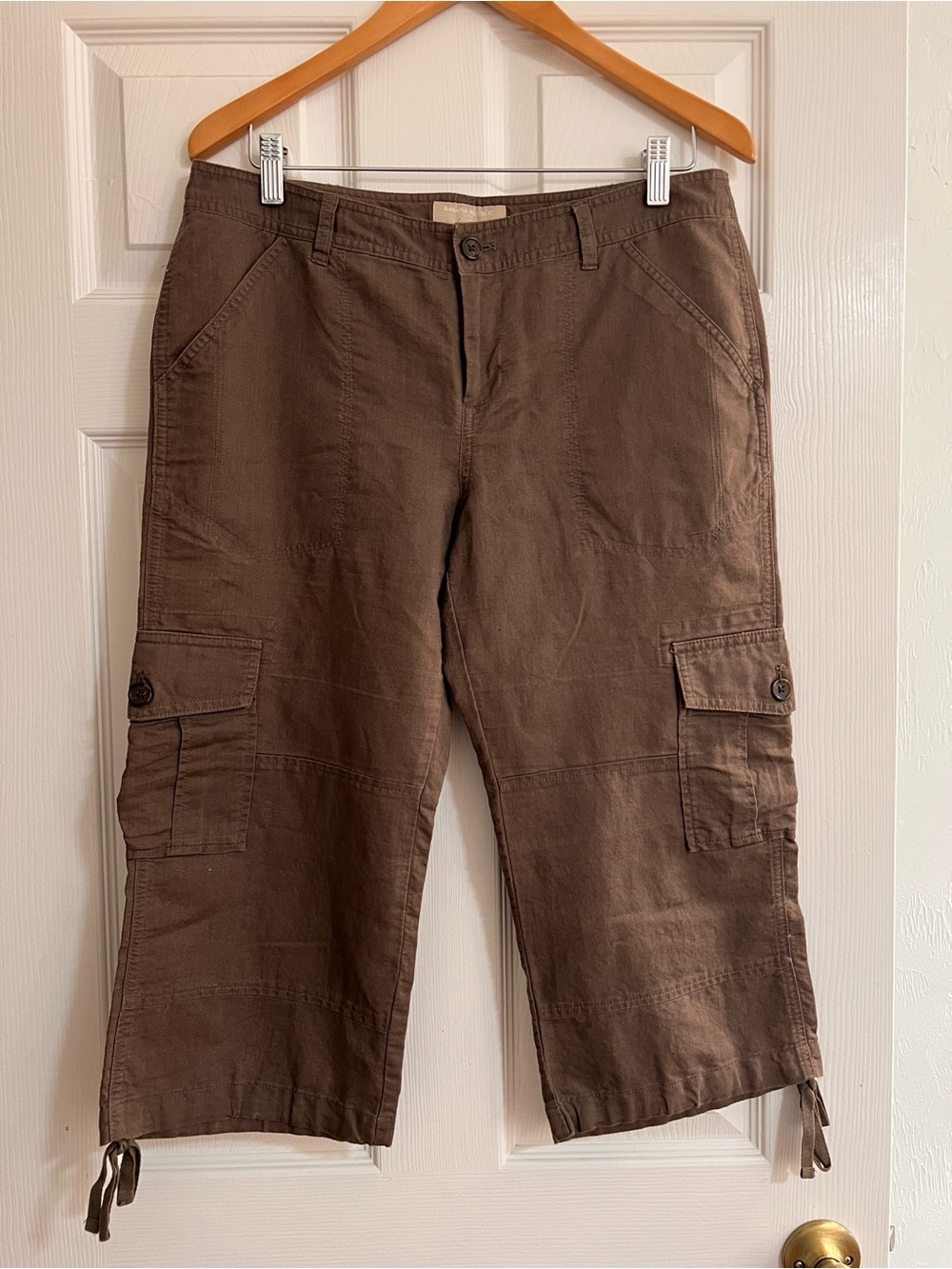 Banana Republic Cargo Capris Martin Fit Brown Linen Blend